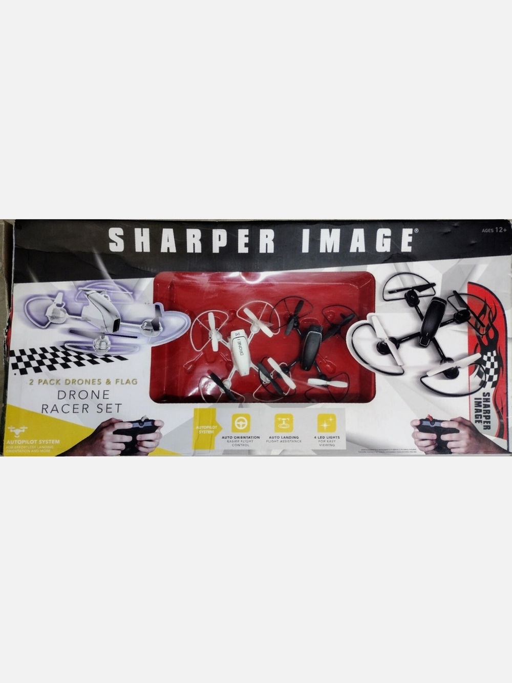 Sharper Image Mini Drone Racer Set - Red, Black, White